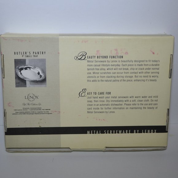 Lenox 9 Inch Butlers Serveware Tray With Original Box And Paperwork - Picture 7 of 7